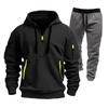 Men's Winter Fleece Multi-pocket Zipper Sweatshirt Suit Personalized Casual Hoodie Suit