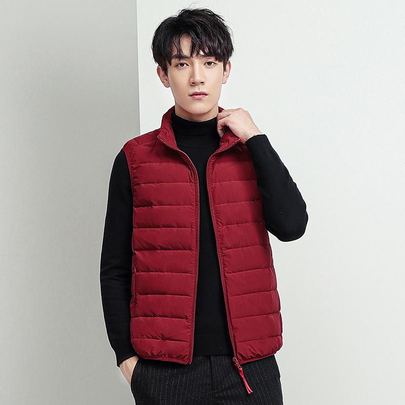 Жилет мужской с высоким пухом, осенний, новый корейский стиль, модный, простой, белый, однотонный, с воротником-стойкой