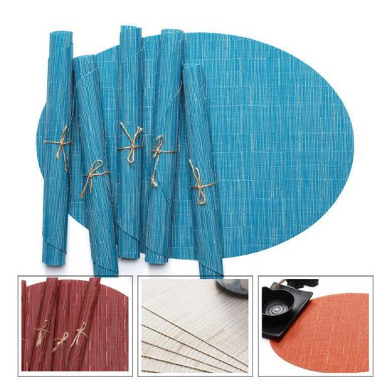 2 шт., подставка для столовых приборов с бамбуковым узором, овальная, противоожоговая, термостойкая, нескользящая, водонепроницаемая, теплоизоляция, ПВХ, можно мыть в посудомоечной машине, украшение для обеденного стола