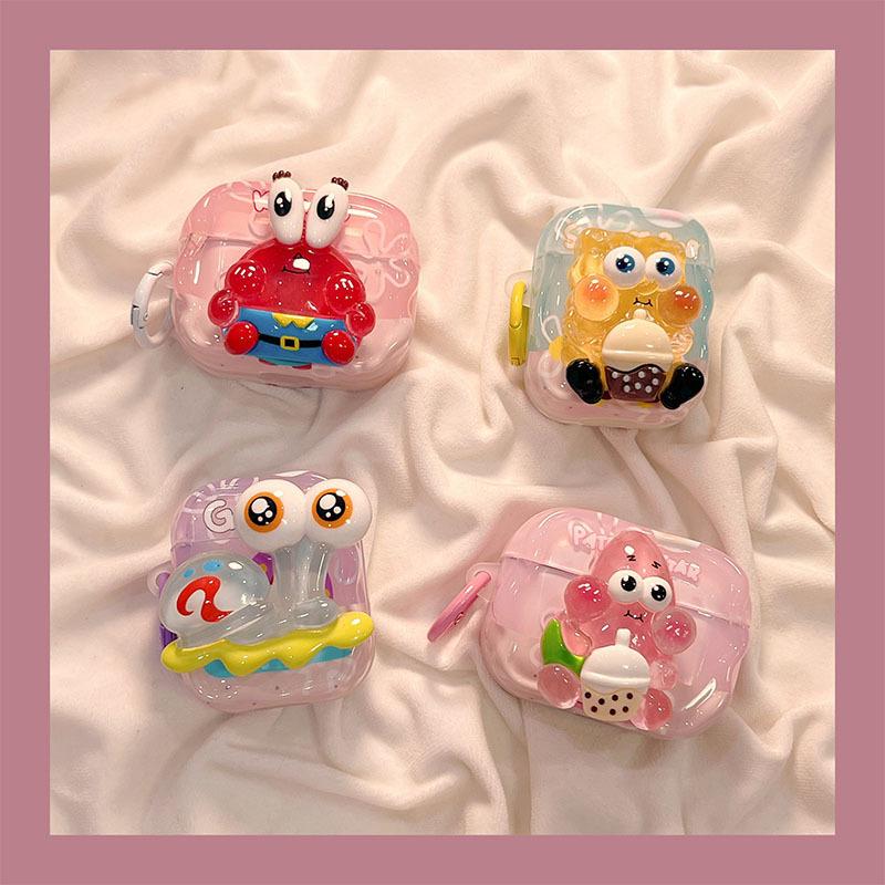 Stereo SpongeBob SquarePants Suitable for AirPods1/1 Protective Case Apple Headphone Case Wireless Bluetooth Headphone Case Couple