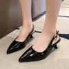 Sexy One-word with Stiletto Plus Size Sandals Summer New Pointed Head Shallow Mouth Empty Sandals Black High Heels
