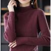 Осень Зима Приталенный Повседневный Модный Свитер с Полувысоким Воротником Женский Однотонный На Все Случаи Жизни Базовый Вязаный Топ