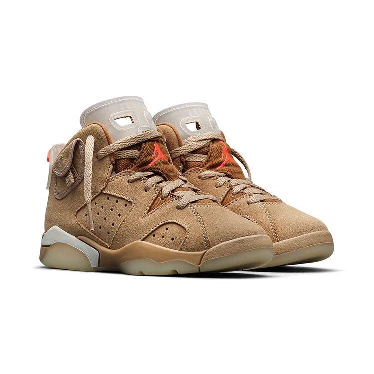 Детские кроссовки Travis Scott x Air Jordan 6 Retro PS British цвета хаки Светло-коричневый с парусом DH0693-200