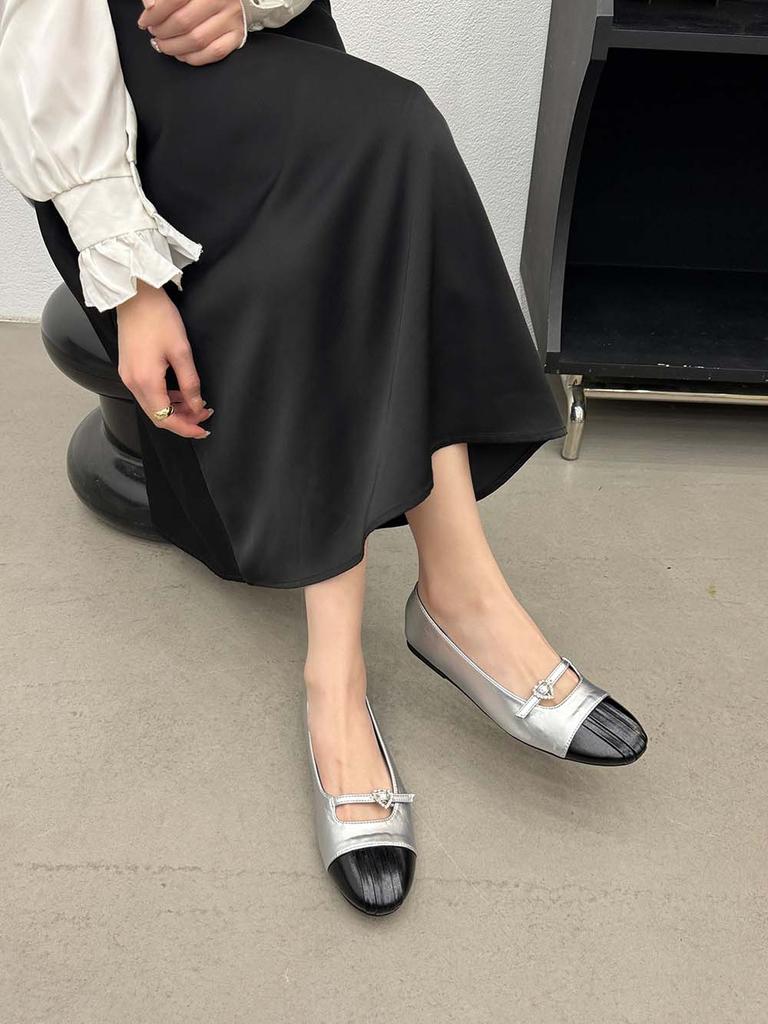 Модные женские лоферы с круглым носком, повседневные туфли-мюли, бежевые, коричневые, серебристые, черные 2024 г. Новые поступления, осенне-весенние туфли для балета