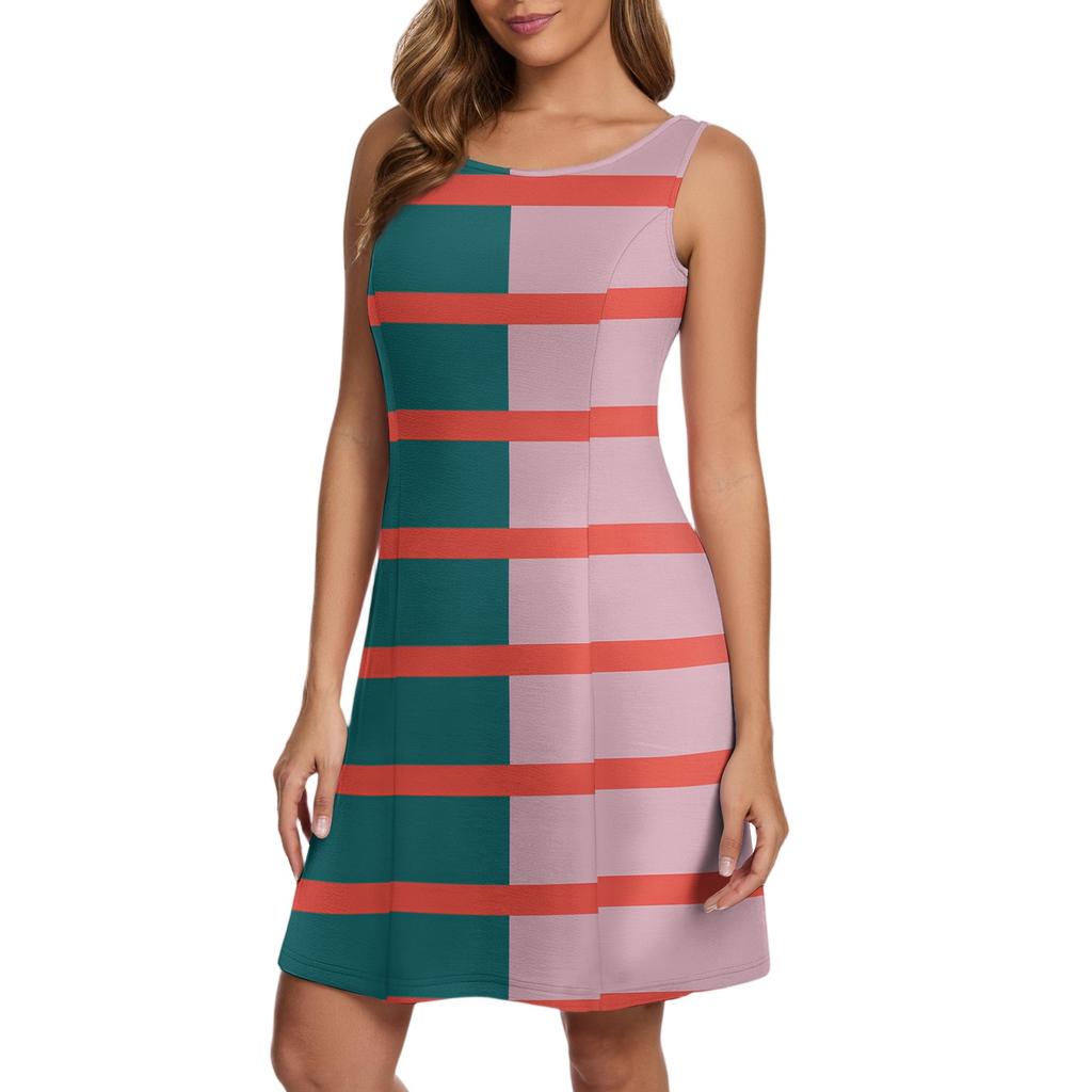 Женские повседневные модные платья-жилеты с полосатым принтом