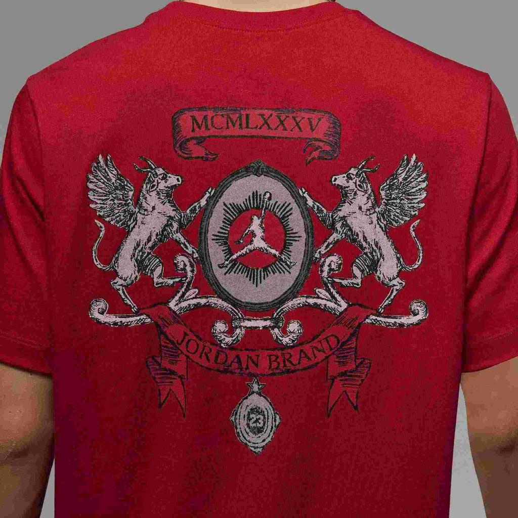 Jordan BRAND T Shirts Men's Red Crew Neck Moderate Straight Fit IB7529-687