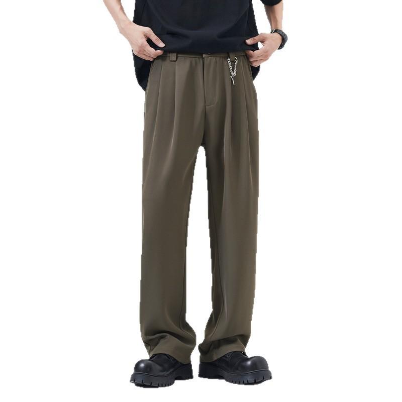 High-end trousers men's new spring and autumn casual pants lazy wind simple drape wide leg straight pants