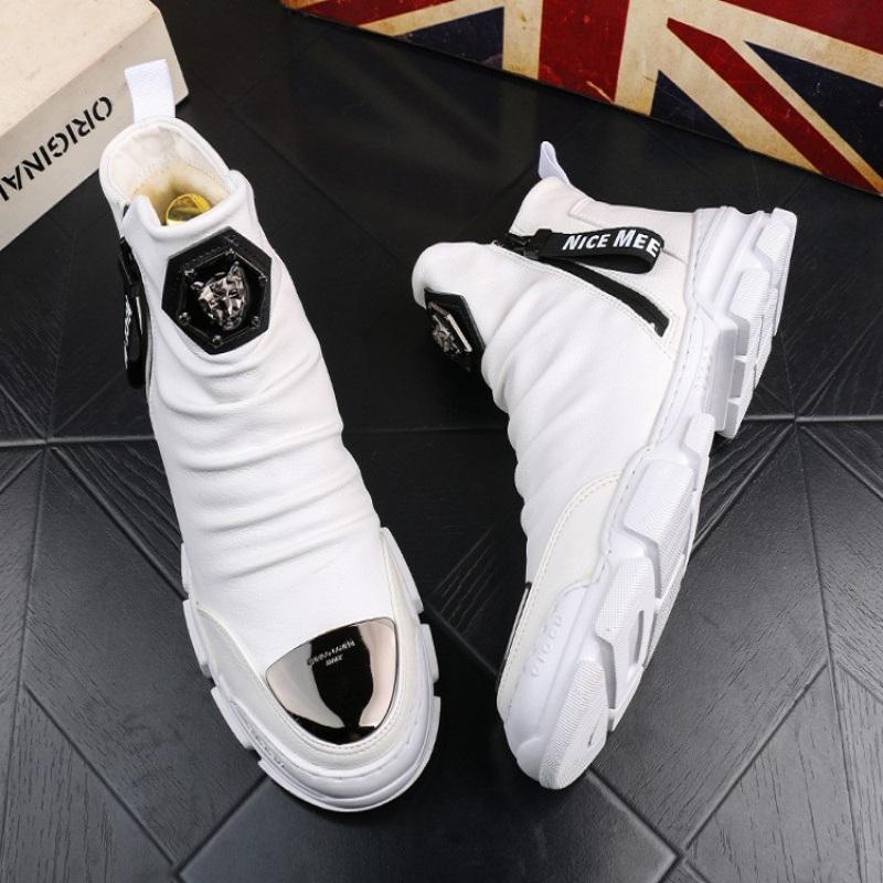 Fashion High Quality Leather Boots High Top British Style Shoes Men's Luxury Shoes Zapatos Hombre A6