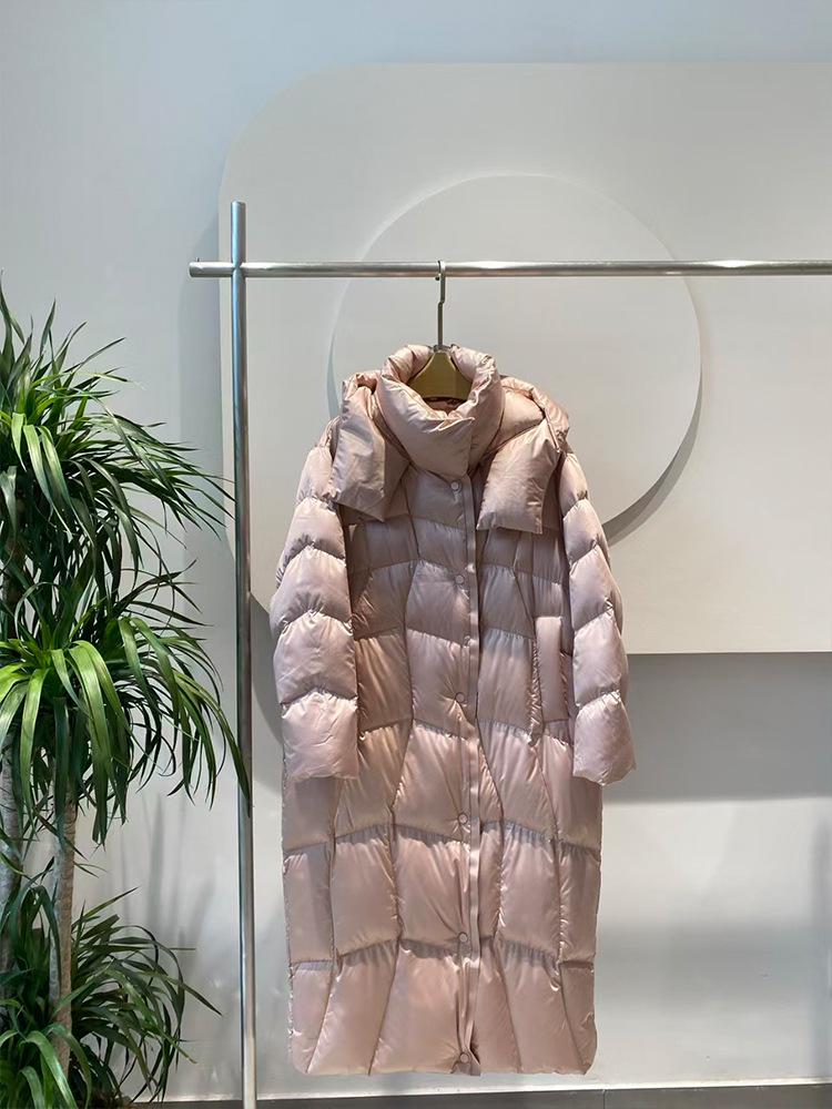 Женское модное белое пуховое пальто с капюшоном - Теплая, свободная зимняя верхняя одежда