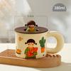 Милая мультяшная керамическая кружка бытовая кружка питьевая вода круглая кофе молоко высокая термостойкость высокий внешний вид с крышкой