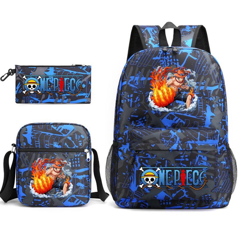 One Piece Anime Backpack Kids School Use Large Capacity Oxford Fabric Dual Shoulder Bag With Padded Straps