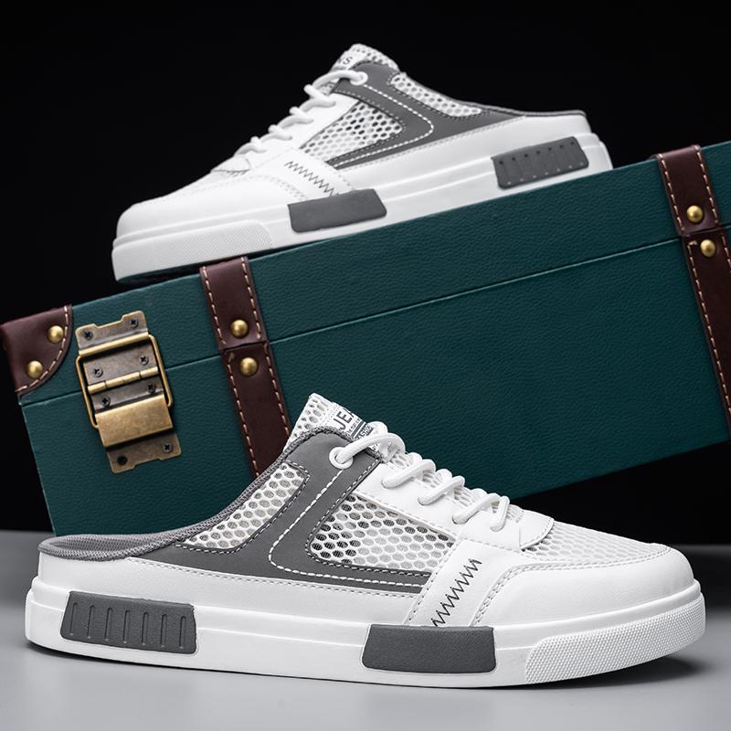 Мужские кроссовки, летние сетчатые дышащие парусиновые туфли, кроссовки, мужские сетчатые лоферы без шнуровки, мужская повседневная прогулочная обувь