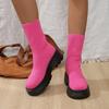 Fashion Women's New Autumn Thick-soled Single Boot Round Head Knitted Cover Foot Anti-slip Wear-resistant Ankle Boots