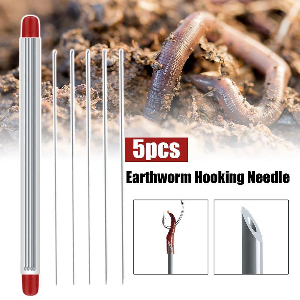 5Pcs Quick Worm Baiting Needle Driller Fishing Tools Pins Hollow Gas Needle Earthworm Hooking