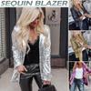 Womens Sequin Blazer Suit Glitter Open Front Thin Jacket Ladies Party Outwear