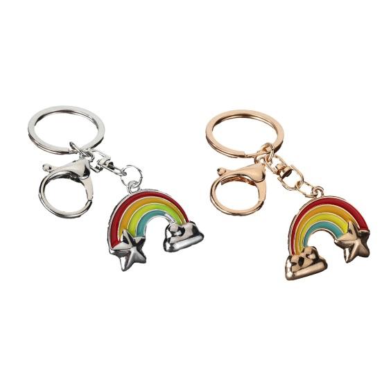Rainbow Keychain Pendant Lightweight Metal Keychain Cloud Star Key Chains Creative