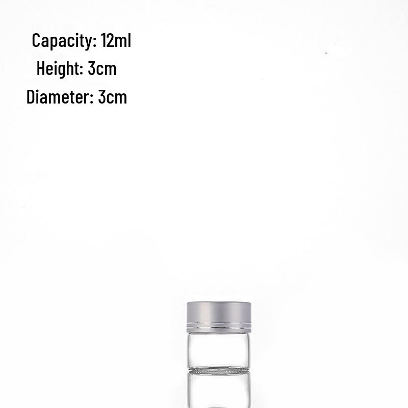 High-Transparency Glass Control Bottle with Silver Cut-Line Aluminum Cap, Portable 30mm Sealed Agarwood Display Bottle.