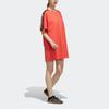 Adidas SS Dress Tape Simple Round Neck Letter Brand Logo Short Sleeve Dress Women Dresses Coral-Pink Black FJ6883