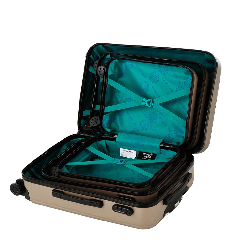 Set of 3 Rigid Suitcases (M-66cm) (S-56cm) (XS-45cm) PRICE CHAMPAGNE