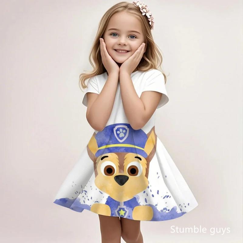 Girls Paw Patrol Loose Dress Summer Casual Beach Sundress Cute Cartoon