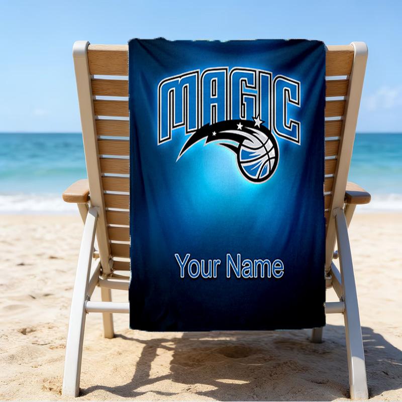 Custom Name Beach Towel basketball Orlando Logo Beach Towel, Soft Microfiber, Gift for Her/Him, Birthday, for Pool, Beach, Travel, Fan gifts