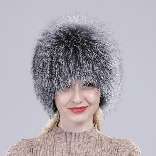 Русская женская зимняя шапка из 100% натурального лисьего меха, вязаная роскошная эластичная теплая шапка из 100% натурального лисьего меха, женская уличная согревающая меховая шапка