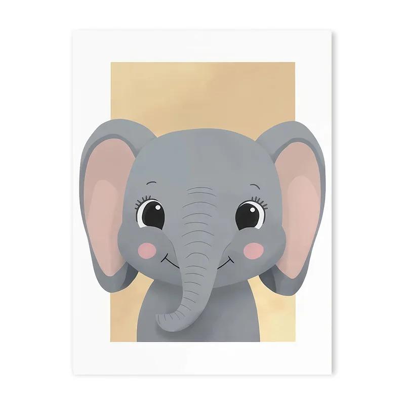Cartoon Rainbow Elephant Lion Zebra Animal Posters Nursery Letter Wall Art Canvas Painting for Baby Bedroom Kids Room Decoration