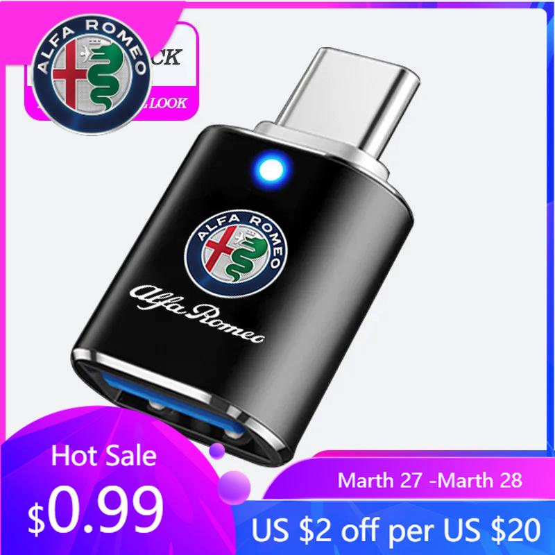 BBDK7 For Alfa Romeo Car Type-C To USB 3.0 Interface Mini Converter Charging Adapter For Alfa Romeo Giulia Stelvio Giulietta 156 159 1