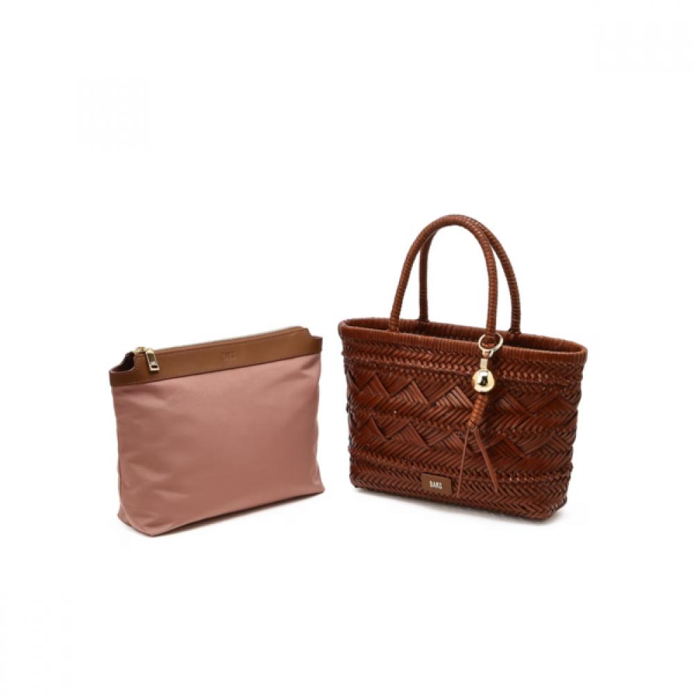 Daks Summer Flow Tan Brown Leather Mesh Tote Bag Dcba6e311w2