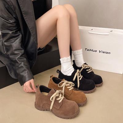 Модные замшевые туфли-лодочки на шнуровке, с круглым носком, на плоской подошве, однотонные, модные, удобные, сексуальные, элегантные, оригинальные женские туфли, новейшие кожаные туфли