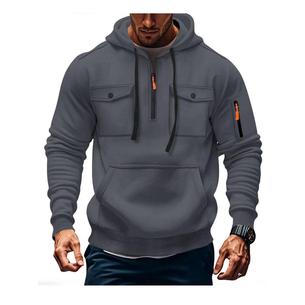 Новая мужская модная толстовка с капюшоном и множеством карманов