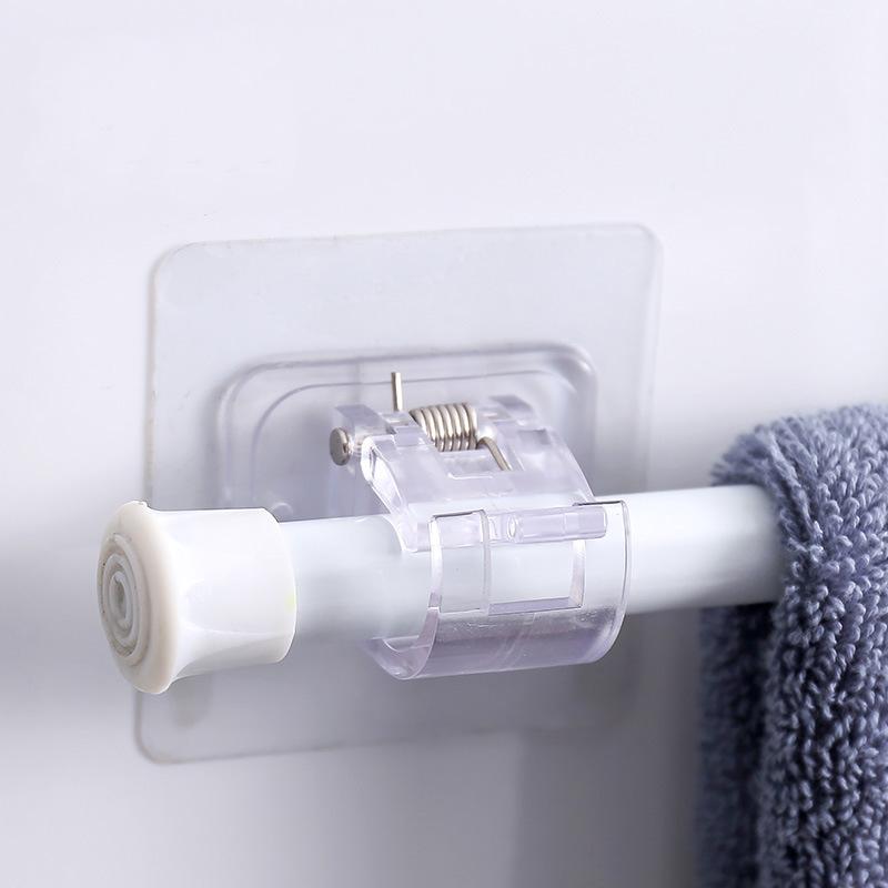 2/4/10 Pcs Non Perforated Self Adhesive Curtain Rod Hooks, Curtain Rod Clip Fixer, No Drill Stick on Hooks for Home