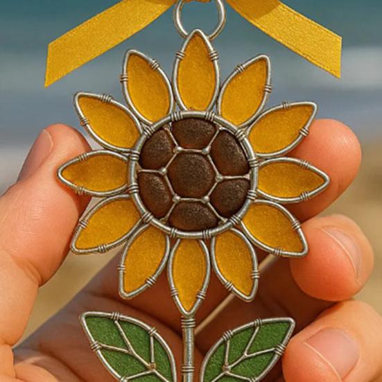 Sunflower Sea Sunflower Xmas Tree Hanging Decor Glass Ornament Handmade Acrylic Rustic Vintage Suncatcher Living Farmhouse