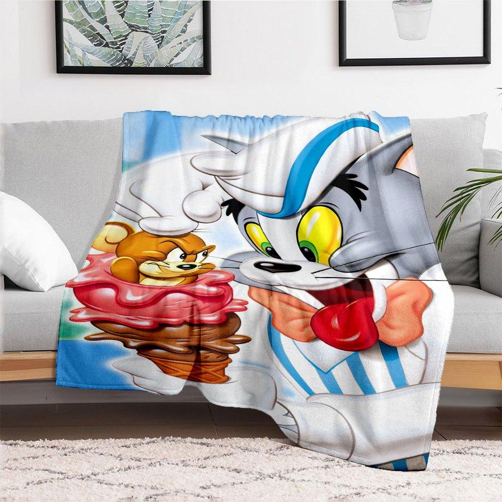 Tom & Jerry Ice Cream Phone Case CoverBlanket Flannel Throw Blanket for Sofa, Bed, Travel, Camping, Office