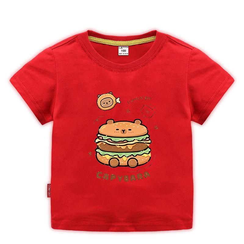 Капибара Гамбург Капибара Мальчики и Девочки Начальная Школа Футболка с Коротким Рукавом Повседневный Низ Верх
