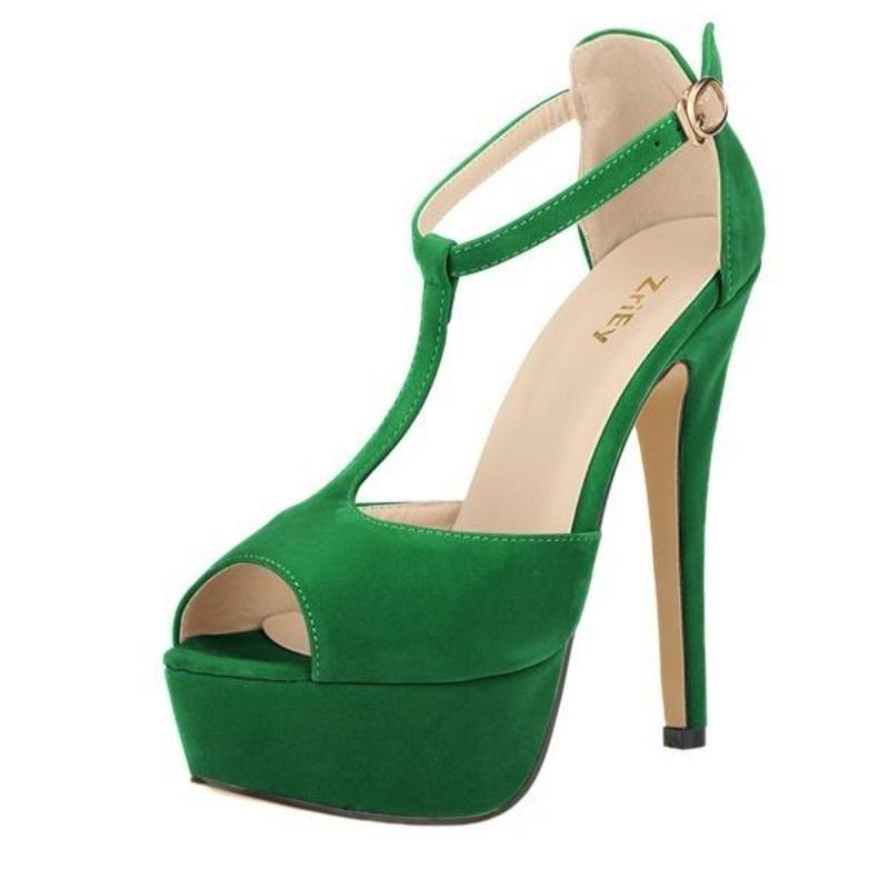 Большие размеры женские босоножки на платформе замшевые босоножки на высоком каблуке сексуальные туфли с открытым носком и ремешком на щиколотке туфли-лодочки с Т-образным ремешком туфли для вечеринки и свадьбы