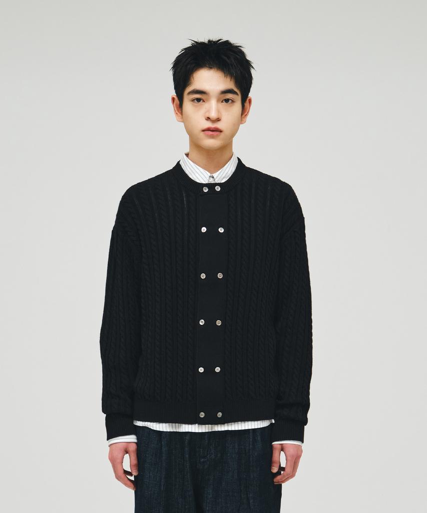 ECORR Cotton Cable Two-Button Cardigan_Black