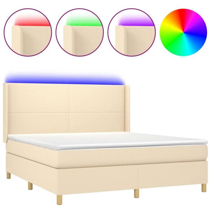 VidaXL Slatted Bed Base with Mattress and LED, Upholstered Bed, Double Bed, Adult Bed for Interior Bedroom, 3138730