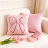 45x45CM Valentine's Day Bow Throw Pillow Cover Pink Bowknot Pillow Case Home Living Room Bedroom Sofa Bed Decorative Square Cushion Cover