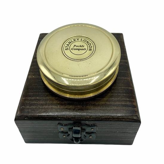 3-дюймовый большой латунный, бронзовый или черный стихотворный компас в деревянной коробке
