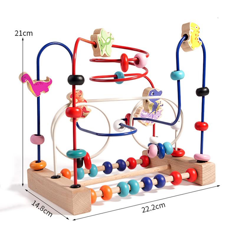 Монтессори Детские Игрушки Деревянные Динозавры Горки Лабиринт с Бусинами Малыш Раннее Обучение Образовательная Головоломка Математические Игрушки для Детей