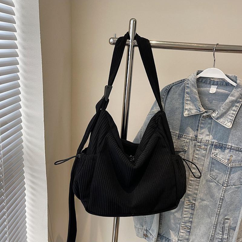 Новая Мода Вельветовая Женская Сумка Большой Вместимости на Плечо Кроссбоди Винтажная Однотонная Сумка-пельмень Хобо для Путешествий и на Каждый День AVE