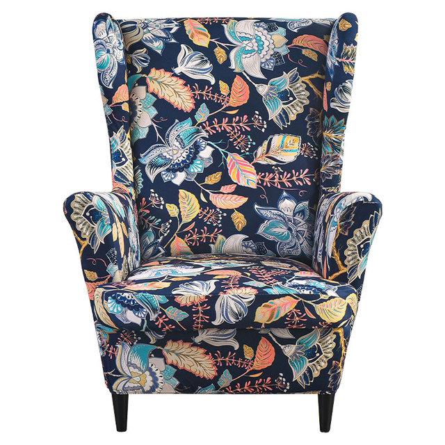 Чехол на спинку стула с наклонной подлокотником и принтом, эластичный чехол на кресло, крыло, спинка дивана, растягивающийся протектор, домашний декор