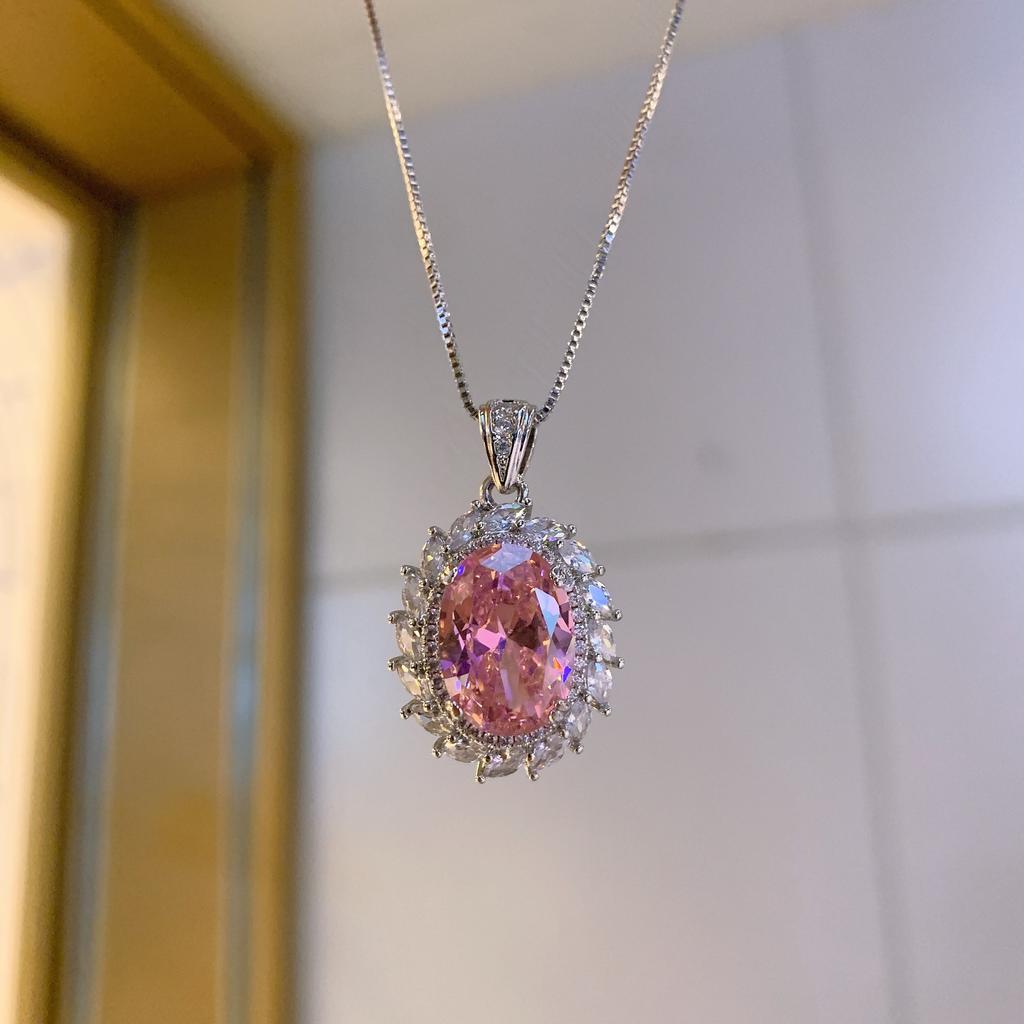 Стильная простая подвеска в серьгах-гвоздиках из розового циркония, новое кольцо с розовым бриллиантом