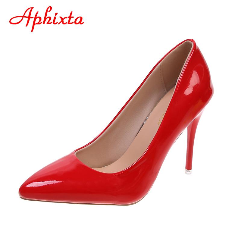 Aphixta 2025 Зеленые Супер Высокие 3,94 дюйма Туфли-лодочки на шпильке Женские Туфли Тонкий каблук Острый носок Цветная лакированная кожа Офисная обувь