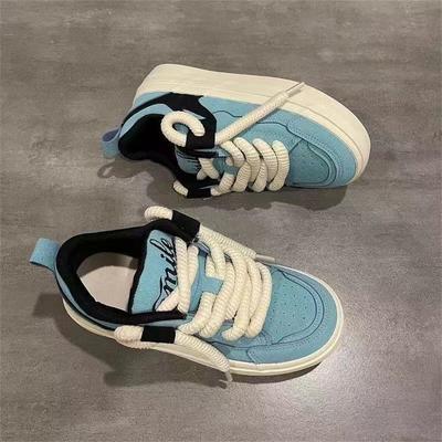 2024 осень новые оригинальные парусиновые туфли дизайн озеро синие женские туфли американские ретро универсальные повседневные туфли для пар