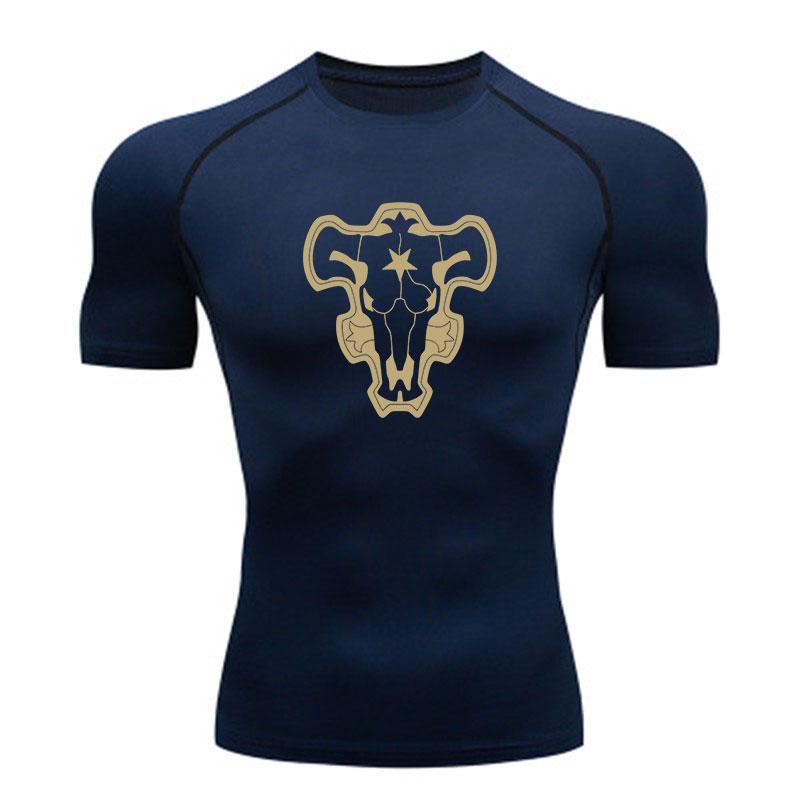 Men's Quick Dry Compression Workout T-shirt, Retro Bull Skul