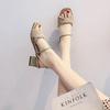 2024 New Summer Thick Heel Middle Heel Fairy Style with Skirt Two Wear Temperament Small Fresh High Heel Sandals Woman