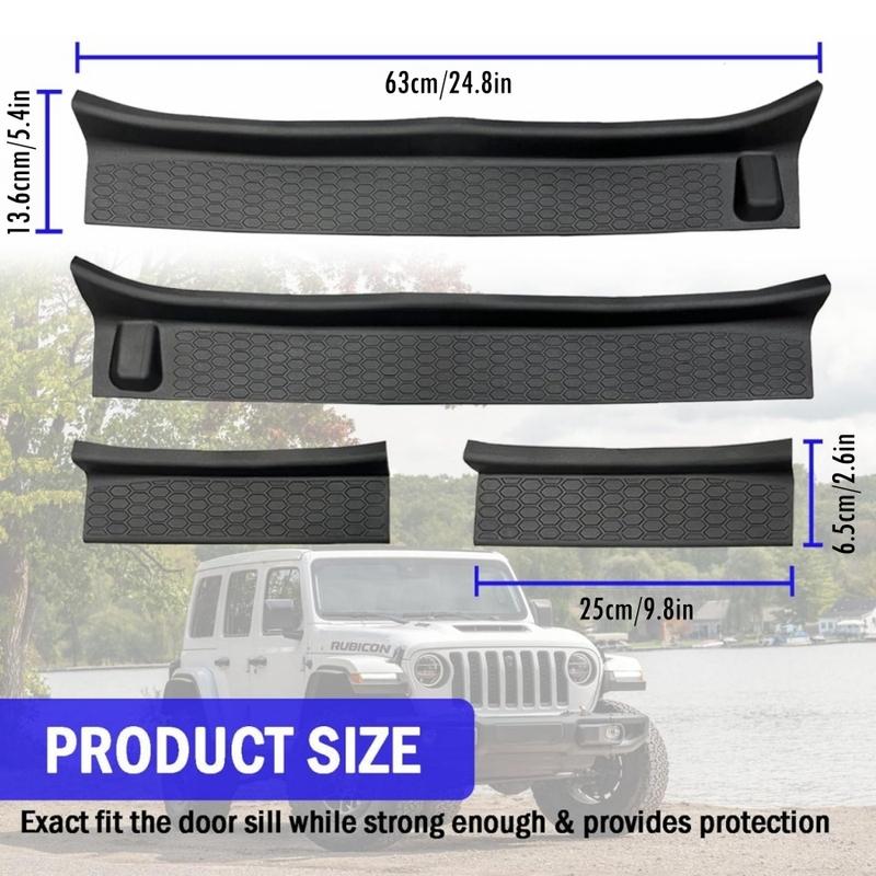 Для Jeep Wrangler 4-дверный 2008-2024 JK JKU JL JLU Черный Защититель Порога Gladiator JT Резиновые Накладки на Пороги Замена