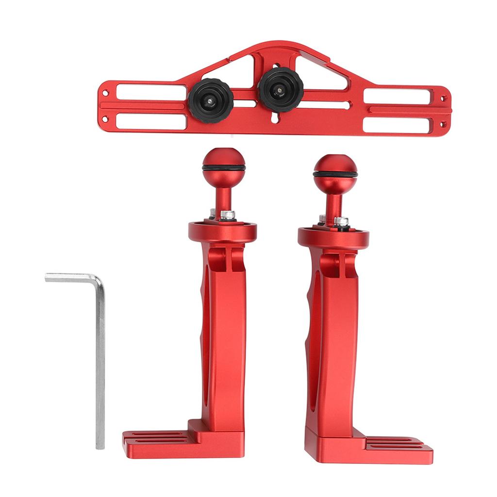 All Metal Dual Handheld Hand Grip Diving Flashlight Bracket Underwater Sports Camera Holder Stabilizer